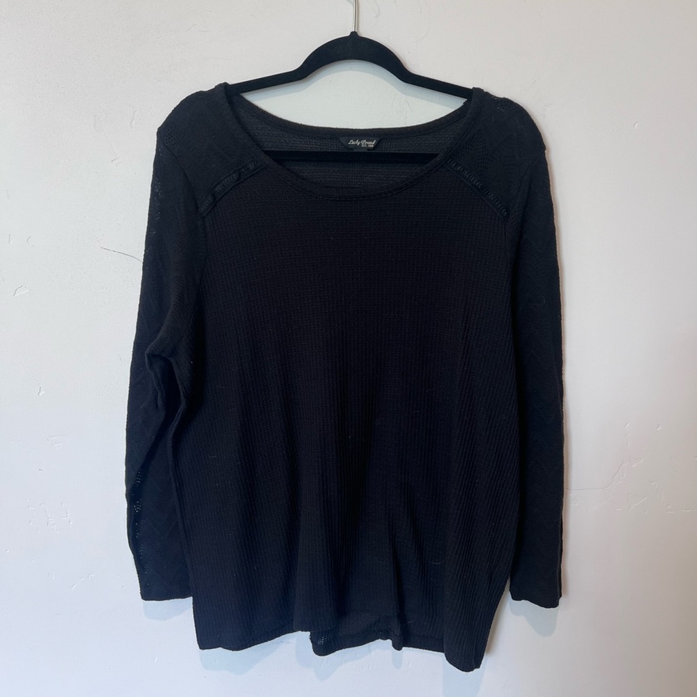 Lucky Brand Black Women's Long Sleeve Top Plus Size 2X Casal Everyday Travel